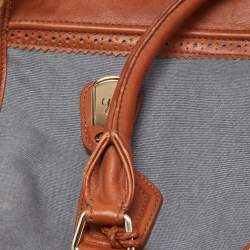 Cole Haan Blue/Tan Denim and Leather Flap Brooke Tote 