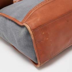 Cole Haan Blue/Tan Denim and Leather Flap Brooke Tote 