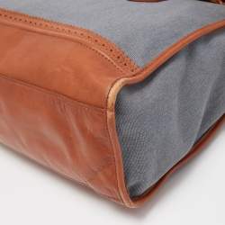 Cole Haan Blue/Tan Denim and Leather Flap Brooke Tote 