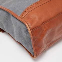 Cole Haan Blue/Tan Denim and Leather Flap Brooke Tote 