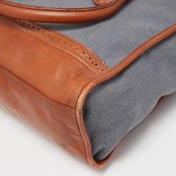 Cole Haan Blue/Tan Denim and Leather Flap Brooke Tote 