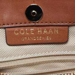Cole Haan Beige/Tan Canvas and Leather Drawstring Bag