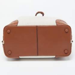 Cole Haan Beige/Tan Canvas and Leather Drawstring Bag