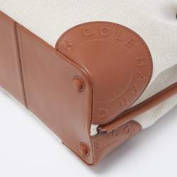 Cole Haan Beige/Tan Canvas and Leather Drawstring Bag