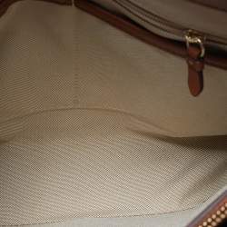 Cole Haan Beige/Tan Canvas and Leather Drawstring Bag