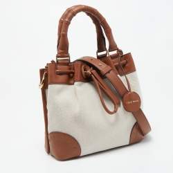 Cole Haan Beige/Tan Canvas and Leather Drawstring Bag