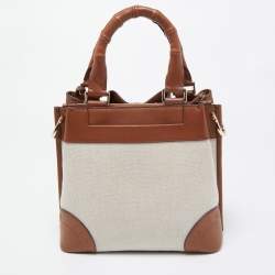 Cole Haan Beige/Tan Canvas and Leather Drawstring Bag
