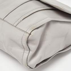 Pre Owned Cole Haan Grey Pleated Leather Flap Chain Bag