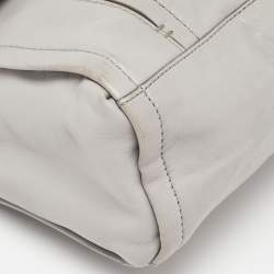 Pre Owned Cole Haan Grey Pleated Leather Flap Chain Bag