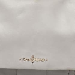 Pre Owned Cole Haan Grey Pleated Leather Flap Chain Bag