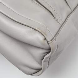 Pre Owned Cole Haan Grey Pleated Leather Flap Chain Bag