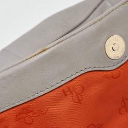 Pre Owned Cole Haan Grey Pleated Leather Flap Chain Bag