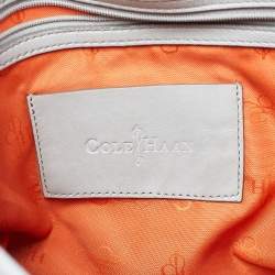 Pre Owned Cole Haan Grey Pleated Leather Flap Chain Bag