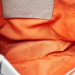 Pre Owned Cole Haan Grey Pleated Leather Flap Chain Bag