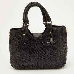 Cole Haan Black Woven Leather Satchel