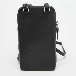 Cole Haan Black Leather Phone Holder Crossbody Bag