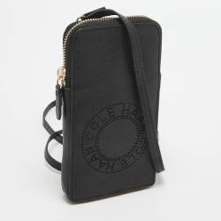 Cole Haan Black Leather Phone Holder Crossbody Bag