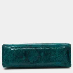 Cole Haan Green Snakeskin Embossed Leather Tote 