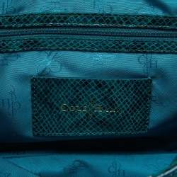 Cole Haan Green Snakeskin Embossed Leather Tote 