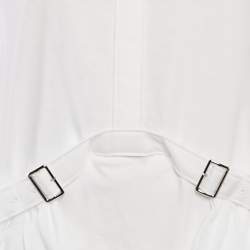 Pre Owned Comme des Garcons White Cotton and Cotton Knit Belt Detail Ruffled Top M