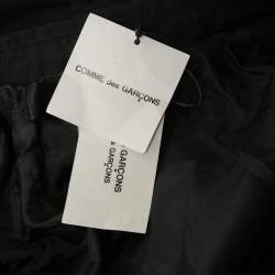 Pre Owned Comme des Garçons Black Synthetic Contrast Trimmed Mid-Length Coat M