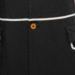 Pre Owned Comme des Garçons Black Synthetic Contrast Trimmed Mid-Length Coat M
