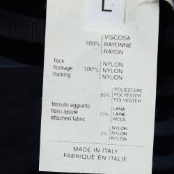 Pre Owned Comme des Garçons Black Striped Velour & Smocked Hem Shirt L