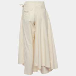 Pre Owned Comme des Garcons Cream Cotton Skirt Overlay Detail Pants M