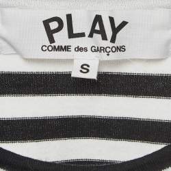 Pre Owned Comme des Garcons Black/White Stripe Knit Full Sleeves T-shirt S