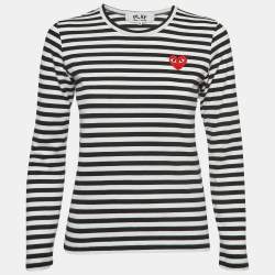 Pre Owned Comme des Garcons Black/White Stripe Knit Full Sleeves T-shirt S