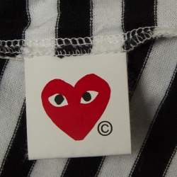 Pre Owned Comme des Garcons Black/White Stripe Knit Full Sleeves T-shirt S