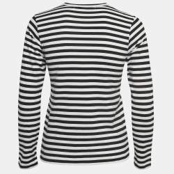 Pre Owned Comme des Garcons Black/White Stripe Knit Full Sleeves T-shirt S