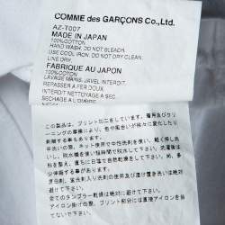 Comme Des Garcons Play White Logo Print Cotton Crew Neck T-Shirt L