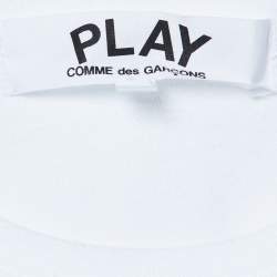 Pre Owned Comme des Garcons Play White Logo Print Cotton Long Sleeve T-Shirt M