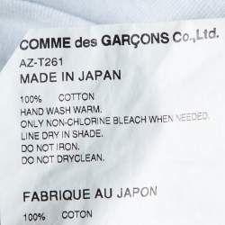 Pre Owned Comme des Garcons Play White Logo Print Cotton Long Sleeve T-Shirt M