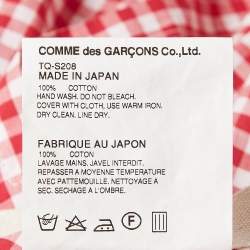 Pre Owned Comme des Garcons Red Floral Applique Gingham Cotton Asymmetric Wrap Skirt S