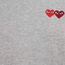 Comme des Garcons Play Grey Reverse Heart Embroidered Cotton T-Shirt L