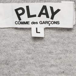 Comme des Garcons Play Grey Reverse Heart Embroidered Cotton T-Shirt L