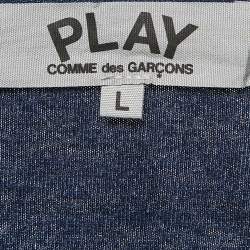 Comme des Garcons Play Navy Blue Heart Print Cotton T-Shirt L