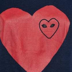 Comme des Garcons Play Navy Blue Heart Print Cotton T-Shirt L