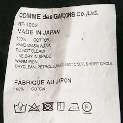 Comme des Garcons Black Cotton Ruffle Detail T-Shirt L