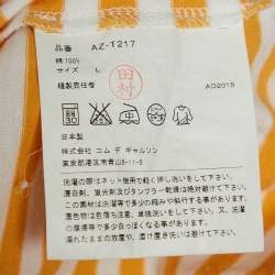 Pre Owned Comme des GarçonsPlay Yellow Stripe Cotton Full Sleeve T-Shirt L