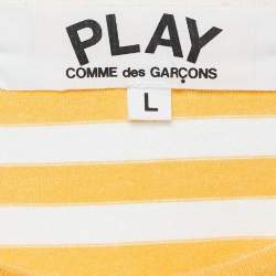 Pre Owned Comme des GarçonsPlay Yellow Stripe Cotton Full Sleeve T-Shirt L