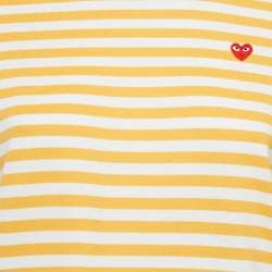 Pre Owned Comme des GarçonsPlay Yellow Stripe Cotton Full Sleeve T-Shirt L