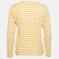 Pre Owned Comme des GarçonsPlay Yellow Stripe Cotton Full Sleeve T-Shirt L