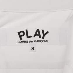 Pre Owned Comme des Garcons White Red Heart Applique Cotton Shirt S