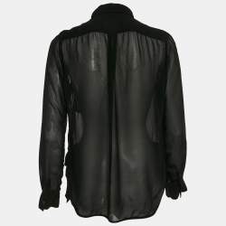 Comme des Garcons Black Crepe Long Sleeve Sheer Shirt M