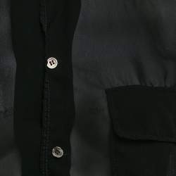 Comme des Garcons Black Crepe Long Sleeve Sheer Shirt M