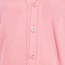 Comme des Garçons Pink Knit Contrast Pocket Detail Button Front Cardigan S