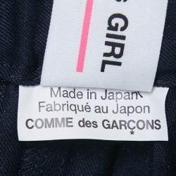 Comme des Garcons Navy Blue Wool Pleated Midi Skirt M
